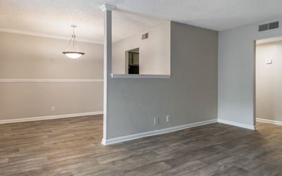 Living room and dining area at Carrington Apartments in Hendersonville TN March 2021